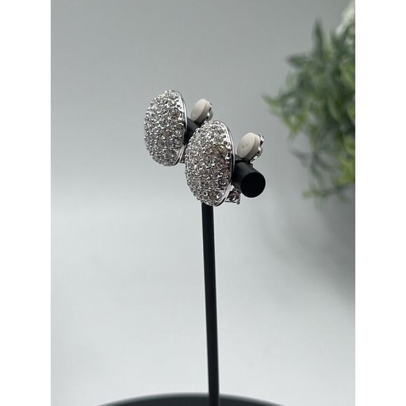 Swarovski Round Pave Clear Crystal Stud Earrings Formal Bridal Bling‎ Pierced - Picture 14 of 16